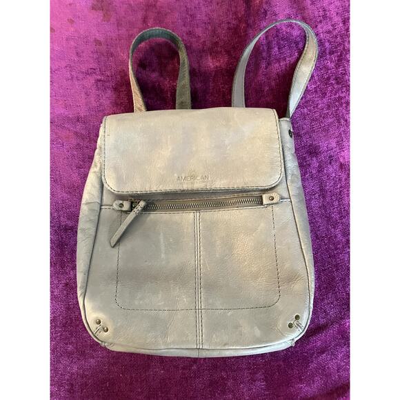 AMERICAN LEATHER CO. Liberty Backpack Gray/Taupe Purse Bag TRAVEL MINIMALIST - Picture 4 of 9